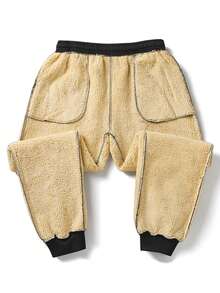 Men's Solid Color Casual Fashion Daily Versatile Fleece Pants - Black - View 11
