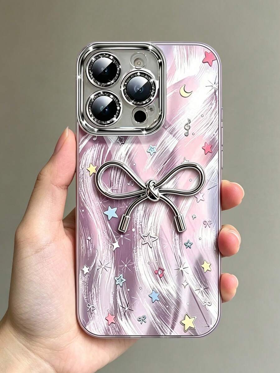 頂級星星與音符 3D 蝴蝶結手機殼,適用於 Apple 17 Pro Max、新款 15 Pro/14 Plus/13,奢華高端 11 女性 15 Pro 全覆蓋鏡頭附膜,12/11 防震保護殼,13/14 時尚智慧型手機保護殼 - 彩色 - 查看 1