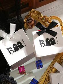 Halloween Gift Box, Cute Ghost Gift Box, Small Candy Gift Box, Ghost Pattern, 11.5*10*4.5cm, Halloween Decoration, Halloween Party Decoration, Halloween "Trick Or Treat" Decoration, Happy Halloween Decoration - View 5