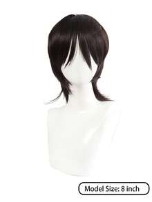 Wolf Tail Wig For Men, Japanese Style, Short Straight Hair, Layered Mullet Head Wig, Unisex, Versatile, Full Head Cover - Multicolor - View 4