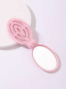 2-In-1 Foldable Mirror Scalp Massage Comb, Mini Lightweight Pocket Hairbrush, Portable Foldable Hairbrush, Suitable For Travel, Outdoor, Sports, Office, School And Daily Care, Practical Beauty Accessory And Graduation Gift, Fashionable Minimalist Macaron Folding Comb, Women's Detangling Massage Comb, Portable Makeup Round Mirror Integrated Comb - Multicolor - View 9