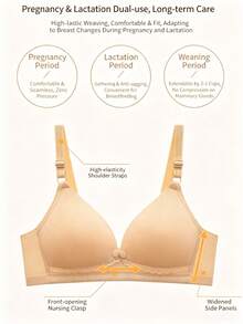 Hart & Haze 3pcs Wireless Seamless Nursing Bras, 80%Nylon 20%Spandex, Anti-Sagging, 2Mauve+1Apricot, For Daily Commute, XS-L Sizes. - Champagne - View 7