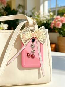 Y2K Cute Minimalist Fashion Card Holder, Decorated With Bows, Lace, Cherries, Stars, Dual-Color Plaid Bows, Billiard Ball Pendant, Bus/Metro Card Holder, Meal Card Protector, Idol Card Protector, Bag Charm, Suitable For Daily Use, Work And Travel. An Ideal Choice For Holiday Gifts, And The Best Choice For Gifts For Lovers, Friends, Family, Teachers, Back To School Season, Teacher's Day And Birthday Gifts. - Multicolor - View 3