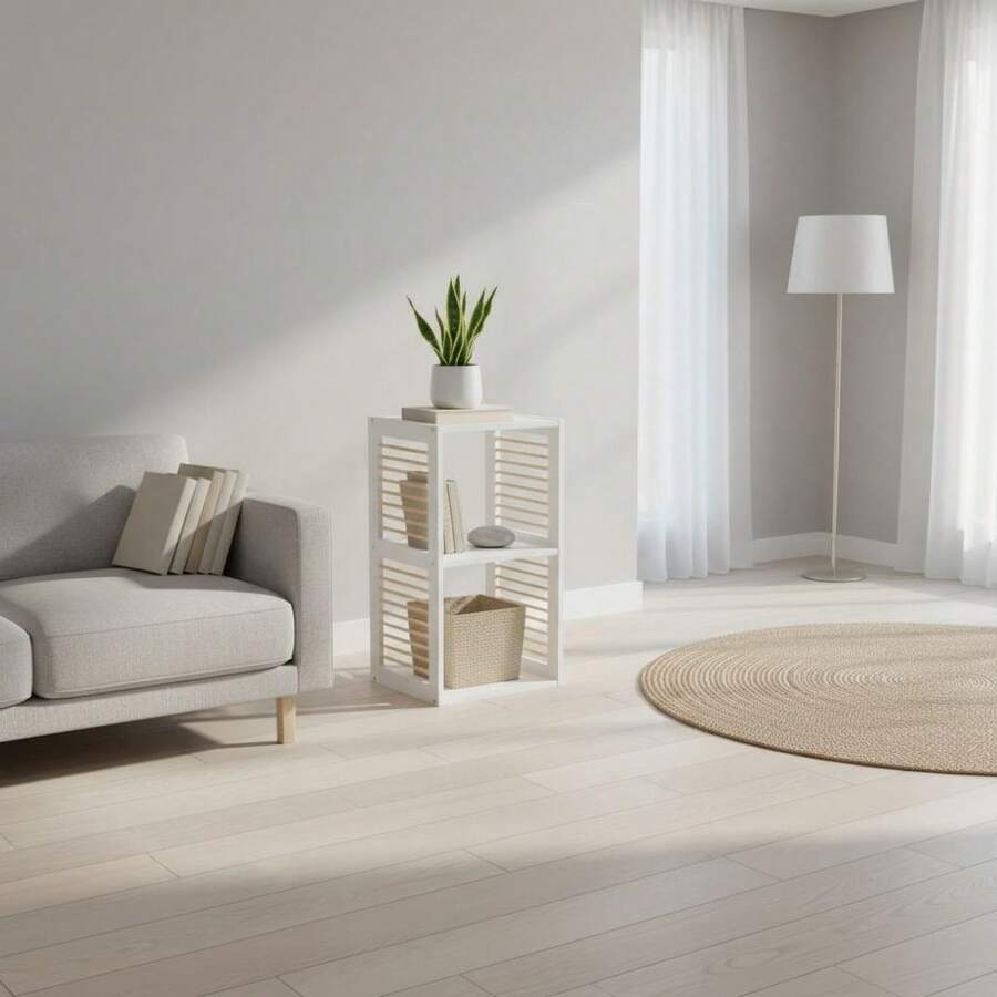 KIWI MOBLEKIT | Wooden Shelves For Storage And Decoration, Cube Or Rectangular Models With Door Or Drawer Options, Modern Auxiliary Furniture For Living Room, Bedroom Or Office - 雙層書架 30x30x60 公分 白色 - 查看 1