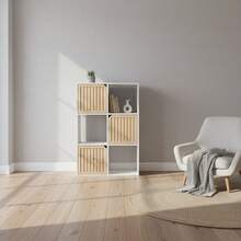 KIWI MOBLEKIT | Wooden Shelves For Storage And Decoration, Cube Or Rectangular Models With Door Or Drawer Options, Modern Auxiliary Furniture For Living Room, Bedroom Or Office - 六格書架 58.5x29x87.5 公分 白色 - 查看 4