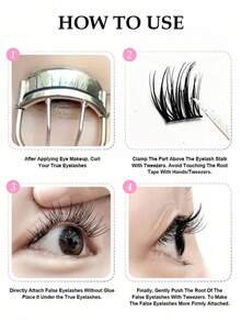 100pcs C-Curl Self-Adhesive Eyelash Clusters (Natural Thickened Thin Band Lashes, Can Achieve Self-Extension And Eye-Enlarging Effect) Eyelash Clusters, Individual Lashes, Eyelashes, False Eyelashes - View 5