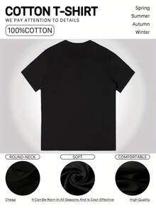 T-shirt casual da uomo e donna in stile anime, in metallo, 2025, rossa e nera, con design gotico di demone, testo giapponese e simbolo della luna, girocollo, maniche corte, comoda e traspirante - nero - Visualizzare 3