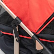 Dog Stroller, 2-In-1 Dog Stroller, Carrier Bag, Foldable Dog Stroller With Cushion, For Small Dogs, Cats, Mesh Windows, Oxford Cloth - 紅色 - 查看 5