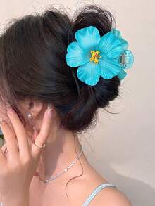 Fermaglio per capelli con orchidea tropicale arancione grande, accessorio estivo da spiaggia realistico e oversize, fermaglio per capelli stile bohémien con orchidea Phalaenopsis per donne - Arancione - Visualizzare 19