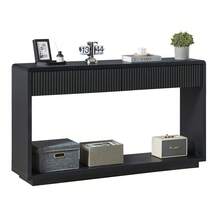 Modern Entryway Console 150 Cm Wide, With Two Large Storage Drawers And An Open Shelf At The Bottom, Ideal For A Hallway Or Living Room (Anthracite Black). - Black - View 7