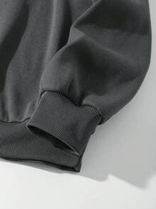 SU ER Men's Casual Crew Neck Sweatshirt, Autumn/Winter, Street Style Essential - Dark Grey - View 6