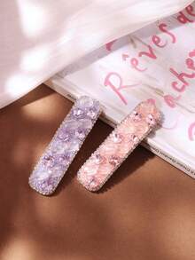 1pc Crystal Hair Clip, Elegant Versatile Small Hair Accessory For Women - Multicolor - View 4