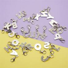 1 Set 26pcs A-Z Rhinestone Letter Charms, English Alphabet Pendants With Lobster Clasp For Bracelet Necklace Keychain DIY Jewelry Making - A-z Rhinestone Letter Charms Set - View 4