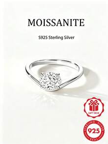 1.5克拉 925純銀女款訂婚戒指 橢圓切割莫桑鑽戒圈 彎曲款婚禮承諾金戒指 送給她的禮物 - 白色 - 查看 7