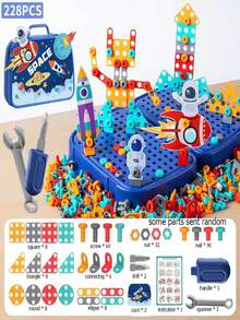 230/228件兒童工具玩具套組 模擬3D DIY拼圖玩具 電動鑽頭螺絲螺帽 角色扮演 2D/3D創意太空人工具組 玩具積木 DIY玩具套組 教育玩具 男孩女孩禮物 電動鑽頭工具套組 兒童工具玩具 - 彩色 - 查看 12
