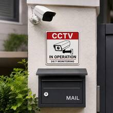 CCTV 運作中警告標誌，24/7 全天候監控安全攝影機警示金屬板貼紙，防水自黏式監視通知牌，適用於居家、別墅、車庫、辦公室、商店的戶外安全警告裝飾標誌 - 監控警示貼紙 - 查看 1