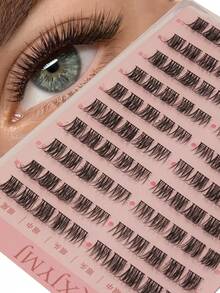 100pcs C-Curl Self-Adhesive Eyelash Clusters (Natural Thickened Thin Band Lashes, Can Achieve Self-Extension And Eye-Enlarging Effect) Eyelash Clusters, Individual Lashes, Eyelashes, False Eyelashes - View 1