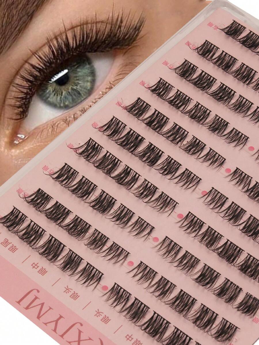 100pcs C-Curl Self-Adhesive Eyelash Clusters (Natural Thickened Thin Band Lashes, Can Achieve Self-Extension And Eye-Enlarging Effect) Eyelash Clusters, Individual Lashes, Eyelashes, False Eyelashes - View 1