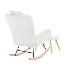 Modern Design: Rocking Chair, Rocking Chair With Footrest, Relaxation Chair, Reclining Chair, Lounge Chair With Armrests, Soft Velvet Upholstery, Load Capacity Up To 100 Kg. Suitable For The Bedroom, Living Room And Garden. - White - View 9