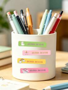 Pegatinas de nombre personalizadas, pegatinas autoadhesivas impermeables con texto personalizable, etiquetas de decoración para botellas de agua y equipaje, pegatinas de etiqueta de nombre personalizadas, autoadhesivas impermeables minimalistas de colores, pegatinas de decoración de equipaje, pegatinas de texto exclusivas personalizadas, nombre personalizable, autoadhesivas impermeables y resistentes al desgaste, pegatinas de etiqueta de decoración multiusos. - Multicolor - Ver 6