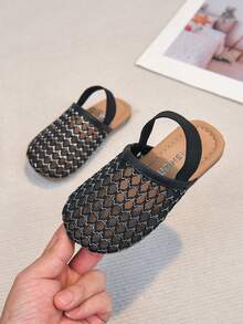 嬰幼兒網布露趾涼鞋，軟底防滑走路鞋，夏季新款男童女童通用 - 黑色 - 查看 4