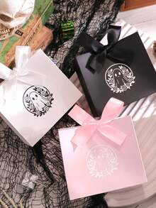 Halloween Ghost Gift Box With Ribbon, Trick Or Treat Packaging Bag, Birthday Holiday Party Supplies, Suitable For Restaurant, Cafe, Bakery, Dessert Shop, Baking, Halloween Party Decoration, Trick Or Treat Party Supplies - View 1