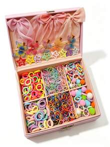 1158Pcs Girls Hair Accessories Set, Cute Bow Star Rhinestone Butterfly Hair Clips Elastic Hair Ties Heart Flower Mini Claws Daily Birthday Party Gift - Multicolor - View 3