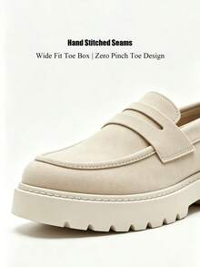 Salkin Minimalistische Designer Herren Freizeitschuhe Authentische Marke Schnürschuhe Vintage Stil Weiches einfarbiges Wildleder Obermaterial Loafer für Herren Bezahlbarer Luxus für modernes Leben Bequeme Mokassins Preppy Studenten Schuhe Dicke höhenverstärkende Sohle Tägliche Gehschuhe Herren Paare Dating Ausflüge Vielseitige Party Bankett Sozial Schuhe Urlaubsgeschenk Geeignet für alle Jahreszeiten - Beige - Übersicht 4