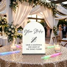 1pc Acrylic Glowing Stick Sign, Light Up Dance Floor, White Acrylic Wedding Party Event Supplies, Suitable For Wedding, Party, Concert, Bar Sign, Office And Shop Sign - A - View 5