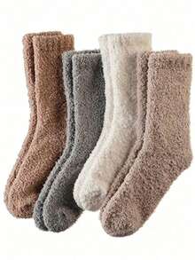 1/2/4/6 Pairs Multi-Size Thickened Women's Home Sleep Socks, Floor Socks For Sleeping And Postpartum Recovery, Autumn/Winter - Multicolor - View 1