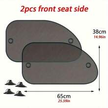 4 piezas Parasol de Ventana Lateral de Coche con Ventosa, Malla Transpirable, Protección Solar, Aislamiento Térmico, Cortina de Sombra, Bloqueo de Luz Interior, Enfriamiento, Protección UV, Malla de Sombra Universal para Sedán, SUV, Parasol de Ventana Lateral de Coche Plegable y Portátil, Accesorio de Protección Solar Interior de Coche de Verano - A - Ver 5