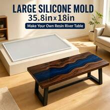 35.8 X 18英吋大型河流桌黏土與樹脂矽膠模具，深澆鑄環氧樹脂模具，適用於DIY木工、天然邊緣檯面、桌面、家居裝飾，萬聖節、感恩節、聖誕節、豐收節手工藝用品 - 90cm模具 - 查看 2