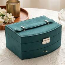 Jewellery Box 2-Layer Jewellery Storage Travel Jewellery Box Portable Jewellery Case Small  Spacious Or Larger Accessories Gift Idea - Green - View 4