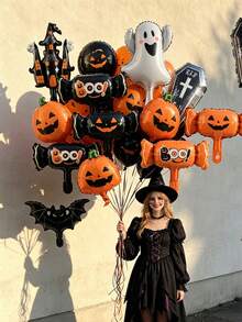 Halloween Multi-Style Aluminum Foil Balloon Set, Suitable For Halloween Decoration, Indoor Decor Balloons Halloween - Multicolor - View 2