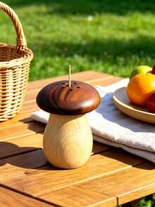 1pc Mushroom Toothpick Holder, Multifunctional Portable Walnut Wood Solid Toothpick Box, Creative Cute Adjustable Detachable Cartoon Acorn Toothpick Can, Portable Minimalist Toothpick Storage Box, Premium Floss Toothpick Bucket, New Creative Storage Box, Light Luxury Premium Home Daily Use - Multicolor - View 4