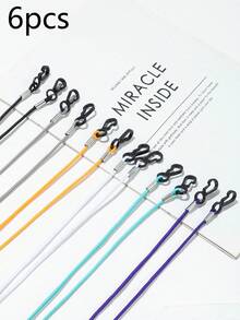 6Pcs Solid Color Elastic Glasses Chains, Adjustable Length Anti-Slip Eye Glasses Lanyards Straps For Men And Women, Comfortable Fashion Glasses Lanyard, Practical Anti-Lost Accessories For Daily Wearing, Cycling, Running And All Kinds Of Outdoor Sports - View 2