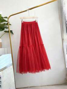 1pc Women's Long 2-Layer 90cm Black White Red Lake Blue Pink Champagne Tulle Petticoat Lolita Adjustable Voluminous Underskirt Soft Girl Puff Skirt Cloud Skirt Tutu Skirt Wearable Long Skirt Lolita Decorative Skirt Tulle Skirt Bridesmaid Dress Bridal Gown Formal Underskirt Suitable For Wedding Banquet Performance Party Cosplay Decorative Skirt Stage Banquet Performance Skirt Dance Performance Skirt Festival Decorative Skirt - Multicolor - View 5