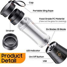 380ml Portable USB-Powered Blender, Black - Below 0.5L - View 8