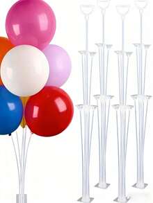 2/4 Sets Balloon Stand Kit, Includes Desktop Balloon Stand With Self-Adhesive Base, Balloon Column Stand And Accessories, Balloon Table Stand With Cup-Shaped Balloon Plug, Easy To Assemble Balloon Stand, 1 Set Transparent Balloon Stand, Suitable For Birthday Party And Wedding Table Decor - Multicolor - View 6