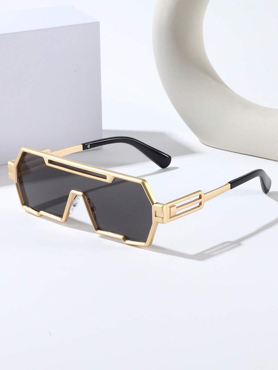 1PC Men's Metal Frame Integrated Lens Sports Outdoor Fashion Glasses, Perfect For Outdoor, Street And Other Occasions - Street Style Series Accessory Beach Accessory Glasses - Multicolor - View 1