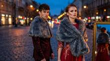 Luxurious Faux Fur  In Dark Gray – Elegance For Weddings And Winter Events - Grey - View 2
