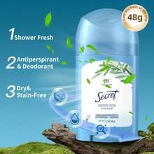 Secret 1 瓶 45g 粉末清爽隱形固體除臭膏，持久控汗除臭，無白印，日常旅行女性腋下護理 - 止汗香膏隱形固體粉清新45g/瓶 - 查看 5
