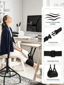 Office Footrest, Hanging Foot Hammock, Relieves Waist And Leg Pressure From Prolonged Sitting | Portable Under-Desk Foot Support, Comfortable For Study, Work, Napping, Lunch Break And Travel Needs | Practical Accessory To Improve Posture And Relax Body And Mind, Suitable For Office, Work, Airplane, Travel And Other Scenarios - Multicolor - View 4