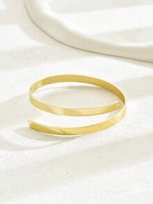 1pc Women's Metal Geometric Design Fashion Niche Arm Cuff Suitable For Daily Wear - Gold-b466 - View 4