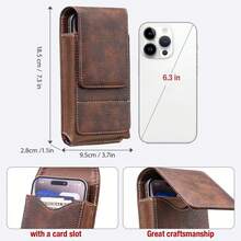 手機保護套：附卡夾收納袋與腰帶夾的手機套，適合男士，適用於 iPhone 17 Pro Max、Galaxy S25、S24、S23、S22、S21、S20 Ultra、A16、A15、A14、A13，黑色 - 咖啡棕 - 查看 2