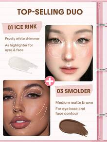 SHEGLAM [2Pcs] Creamsicle Set Stik Eyeshadow Contour Dan Highlight Merek Kecantikan Kosmetik Makeup Untuk Wanita Dan Anak Perempuan - Smolder+Arena Es - View 2