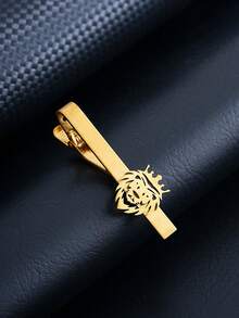 1pc Stainless Steel Lion Head Crown Men's Tie Clip - Men's Gold Hollow Stainless Steel Business Formal Tie Clip, Non-Fading And Anti-Slip Fixed Clip, Suitable For Wedding, Groomsman, Banquet, High-End Accessory For Workplace Suit Shirt, Boyfriend Gift, Birthday Gift, Father's Day Gift, Halloween, Christmas - Multicolor - View 9
