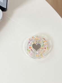 1pc INS Heart-Shaped Acrylic Epoxy Phone Stand, Desktop Foldable Portable Airbag Phone Holder - Multicolor - View 10