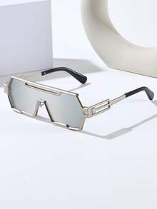 1PC Men's Metal Frame Integrated Lens Sports Outdoor Fashion Glasses, Perfect For Outdoor, Street And Other Occasions - Street Style Series Accessory Beach Accessory Glasses - Multicolor - View 9