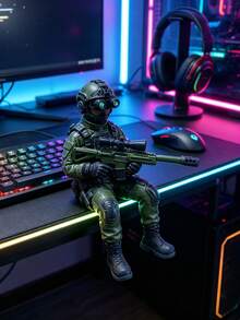 Soldier Action Figure, Military Man Equipped With Night Vision Goggles And Sniper Rifle, Green Special Forces Toy Model, Suitable For Adults, Modern Combat War Game Figure, Desktop Decoration, Collectible Gift - A - View 6